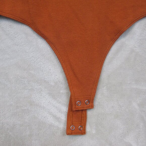 Abercrombie & Fitch Bodysuit Soft A&F Rib Long Sleeve Hook and Eye Brown M - Picture 5 of 9